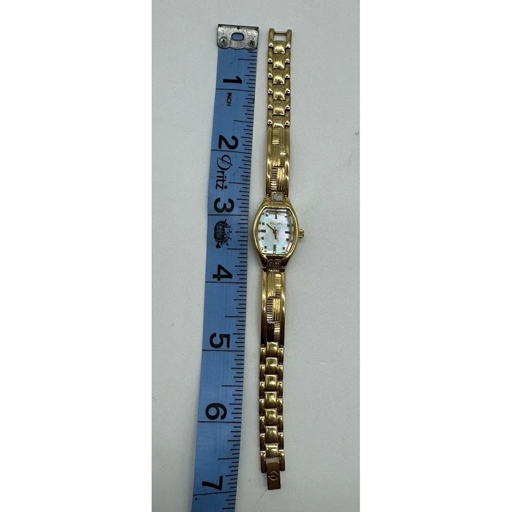 Elgin Womens Gold Tone Mother of Pearl Dial Crystal Watch EG193N VC11